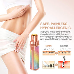 2in1 Electric Eyebrow Trimmer and Shaver Rechargeable Hair Remover for All Parts Use in Pen Flawless Hair Remover Rechargeable Painless Precision Eyebrow Trimmer and Eyebrow Razor Tool with LED Light for Face Lips Nose Chin Arm