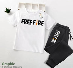 Stylish Boy's Shirt And Trouser Set - 2 Pcs, Cotton Jersey, Printed Designs