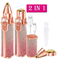2in1 Electric Eyebrow Trimmer and Shaver Rechargeable Hair Remover for All Parts Use in Pen Flawless Hair Remover Rechargeable Painless Precision Eyebrow Trimmer and Eyebrow Razor Tool with LED Light for Face Lips Nose Chin Arm