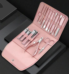 16 in 1 Nail Cutter Set Stainless Steel Nail Clippers Set With Folding Bag Manicure Cutter Kits Scissors Beauty Tool