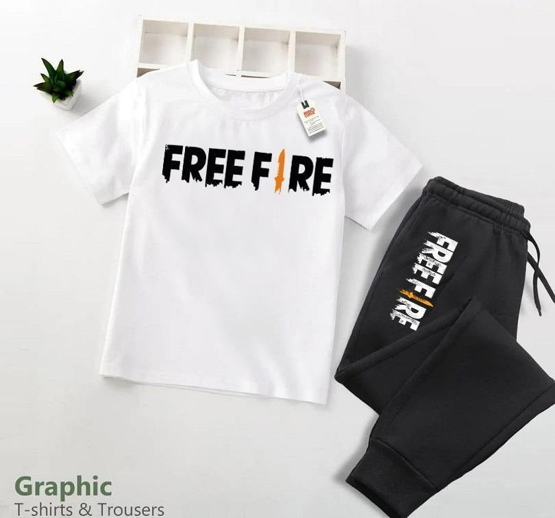 Stylish Boy's Shirt And Trouser Set - 2 Pcs, Cotton Jersey, Printed Designs