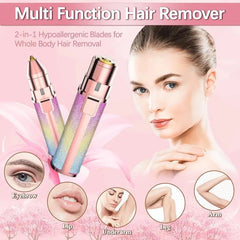 2in1 Electric Eyebrow Trimmer and Shaver Rechargeable Hair Remover for All Parts Use in Pen Flawless Hair Remover Rechargeable Painless Precision Eyebrow Trimmer and Eyebrow Razor Tool with LED Light for Face Lips Nose Chin Arm